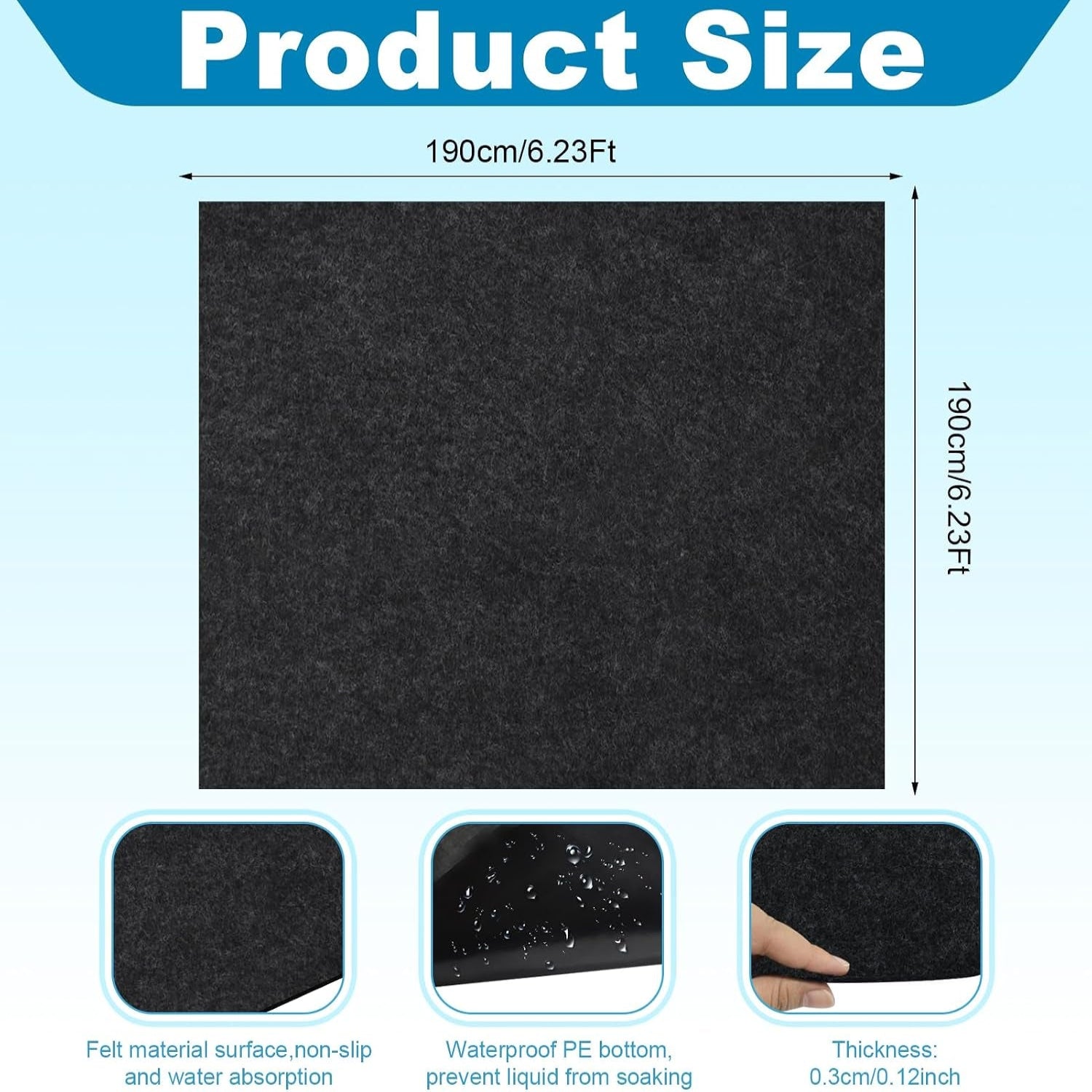 Camping Tent Carpet Mat Waterproof and Non-Slip Camping Floor Rug Tent Floor Blanket for Camping Hiking Lawn Picnic Supplies (6.2 × 6.2 Ft)