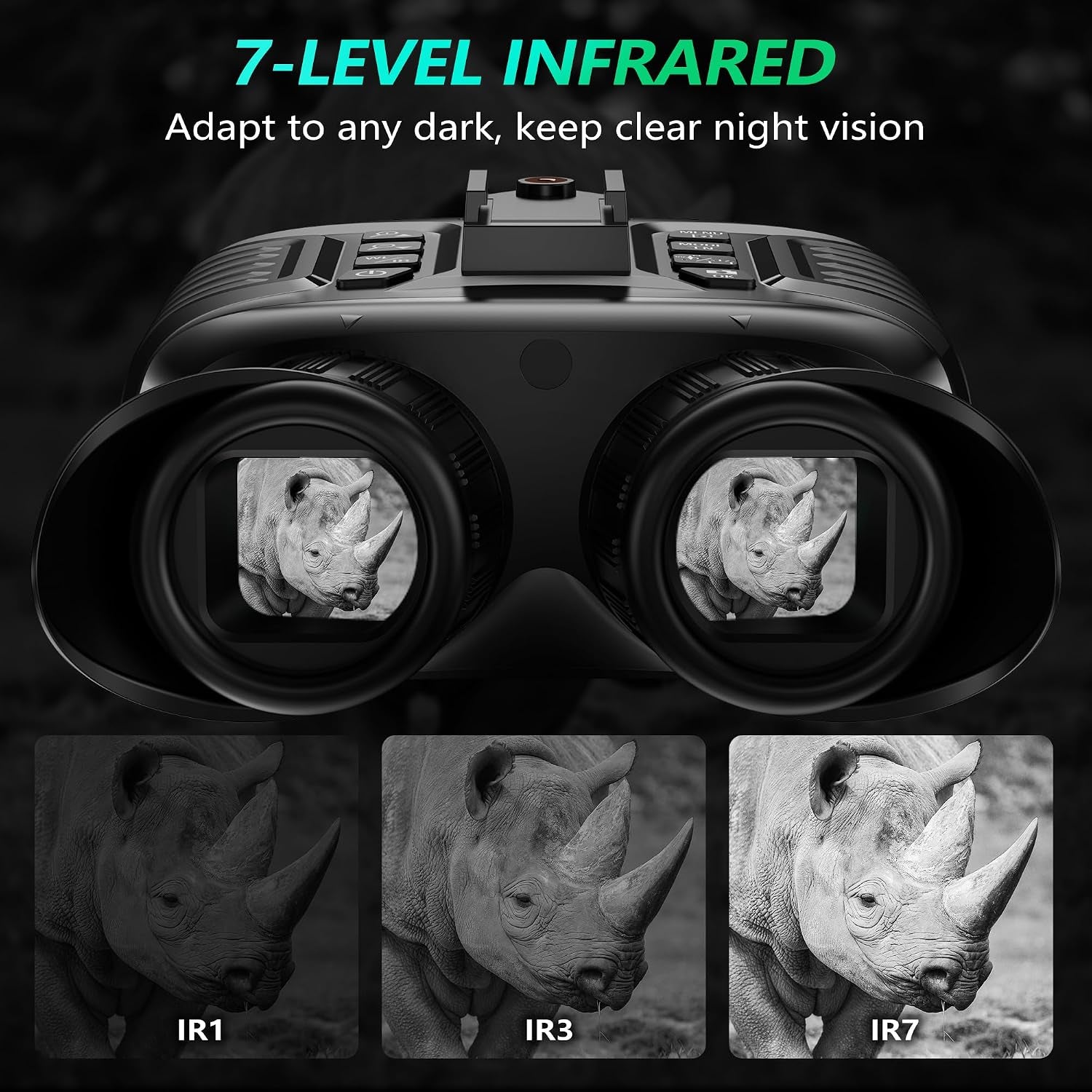 Night Vision Goggles, Upgraded Head-Mounted Night Vision Binoculars with Infrared, Tactical Flashlight, Built-In Compass, Key Backlight, 32GB Card, 8X Digital Zoom