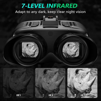 Night Vision Goggles, Upgraded Head-Mounted Night Vision Binoculars with Infrared, Tactical Flashlight, Built-In Compass, Key Backlight, 32GB Card, 8X Digital Zoom