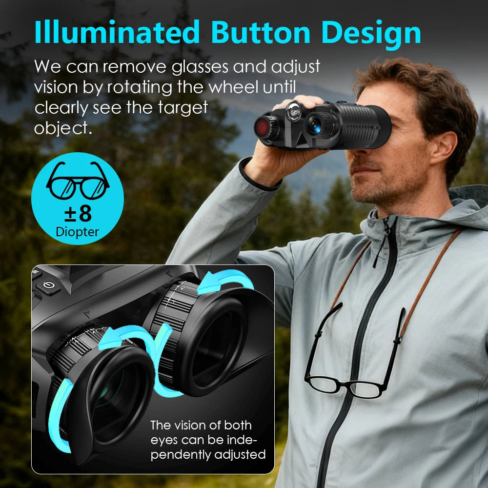 Head&Helmet Mount 4500Mah Rechargeable Night Vision Goggles Full Color Night Vision Binoculars with Built-In One-Click Compass