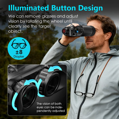 Head&Helmet Mount 4500Mah Rechargeable Night Vision Goggles Full Color Night Vision Binoculars with Built-In One-Click Compass