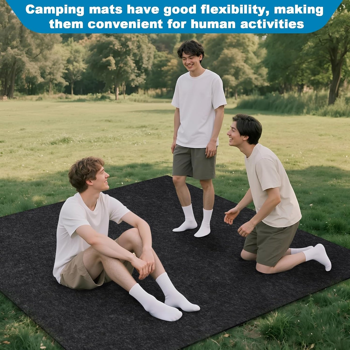 Camping Tent Carpet Mat Waterproof and Non-Slip Camping Floor Rug Tent Floor Blanket for Camping Hiking Lawn Picnic Supplies (6.2 × 6.2 Ft)