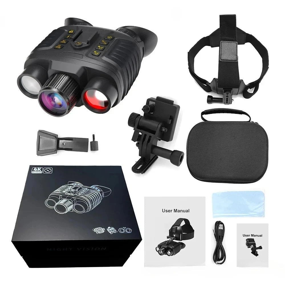 Head&Helmet Mount 4500Mah Rechargeable Night Vision Goggles Full Color Night Vision Binoculars with Built-In One-Click Compass