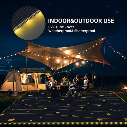 LED Outdoor Rugs, Plastic Straw Rug Glow in the Night, Waterproof Outdoor Camping Rugs, Quick Drying Picnic Rug, Sand Free Reversible Beach Mats, 9 X 12 Feet
