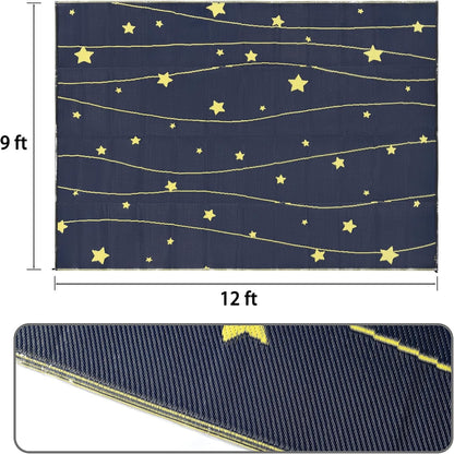 LED Outdoor Rugs, Plastic Straw Rug Glow in the Night, Waterproof Outdoor Camping Rugs, Quick Drying Picnic Rug, Sand Free Reversible Beach Mats, 9 X 12 Feet