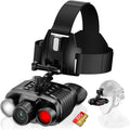 Night Vision Goggles, Upgraded Head-Mounted Night Vision Binoculars with Infrared, Tactical Flashlight, Built-In Compass, Key Backlight, 32GB Card, 8X Digital Zoom