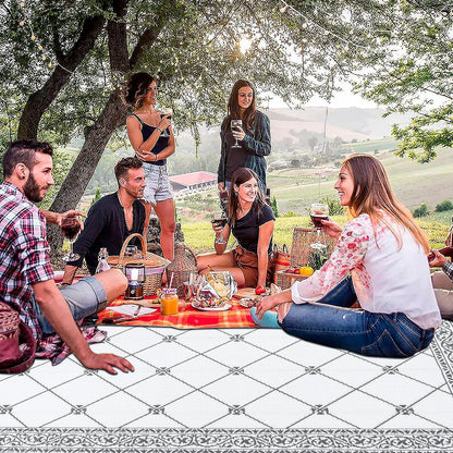 Outdoor Rug Waterproof Washable Extra Large Reversible Sandproof Outdoor Patio Rugs outside Mat for RV, Patios, Deck, Beach, Camping (Classic Grey, 10'X14')