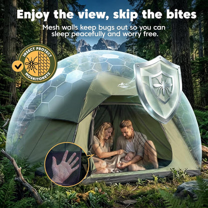 Tent 4 Person Tents for Camping with 2 Doors & Rainfly | Portable Waterproof & Windproof Tents, Large Mesh Ventilation, Easy Setup Family Tent for Camping, Hiking and Backpacking