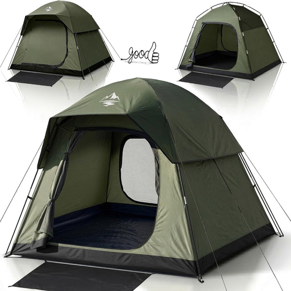 Tent 4 Person Tents for Camping with 2 Doors & Rainfly | Portable Waterproof & Windproof Tents, Large Mesh Ventilation, Easy Setup Family Tent for Camping, Hiking and Backpacking