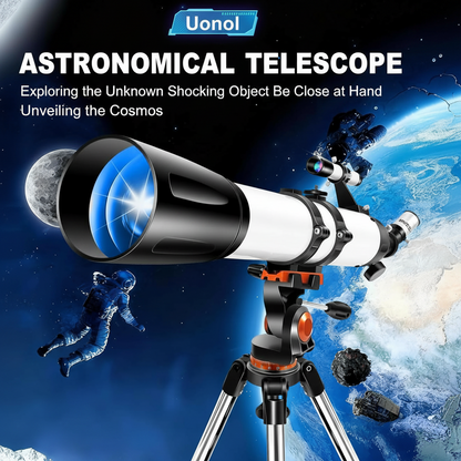 Telescope for Adults High Powered 90Mm Aperture 800Mm (32X-240X), Refractor Telescopes for Astronomy Beginners with AZ Mount Tripod, Phone Adapter, Carry Bag (80090White)