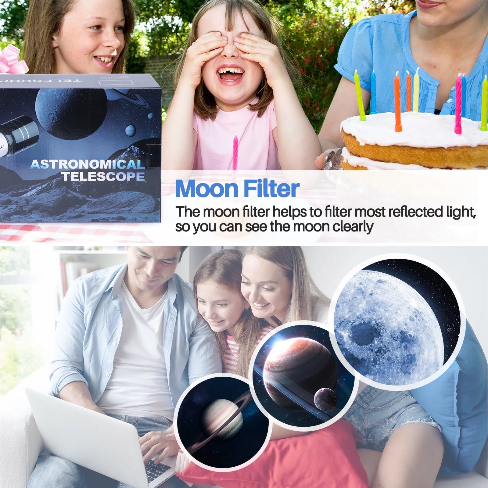 Telescope for Adults, 70Mm Astronomical Telescope Refractor Telescope for Moon Viewing Stargazing, Kids Beginner Portable Compact Travel Telescope for Camping Outdoor Use Easy Setup