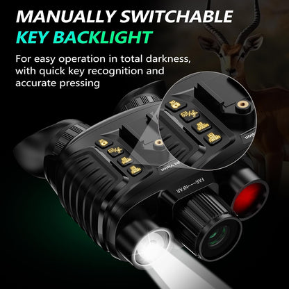 Night Vision Goggles, Upgraded Head-Mounted Night Vision Binoculars with Infrared, Tactical Flashlight, Built-In Compass, Key Backlight, 32GB Card, 8X Digital Zoom