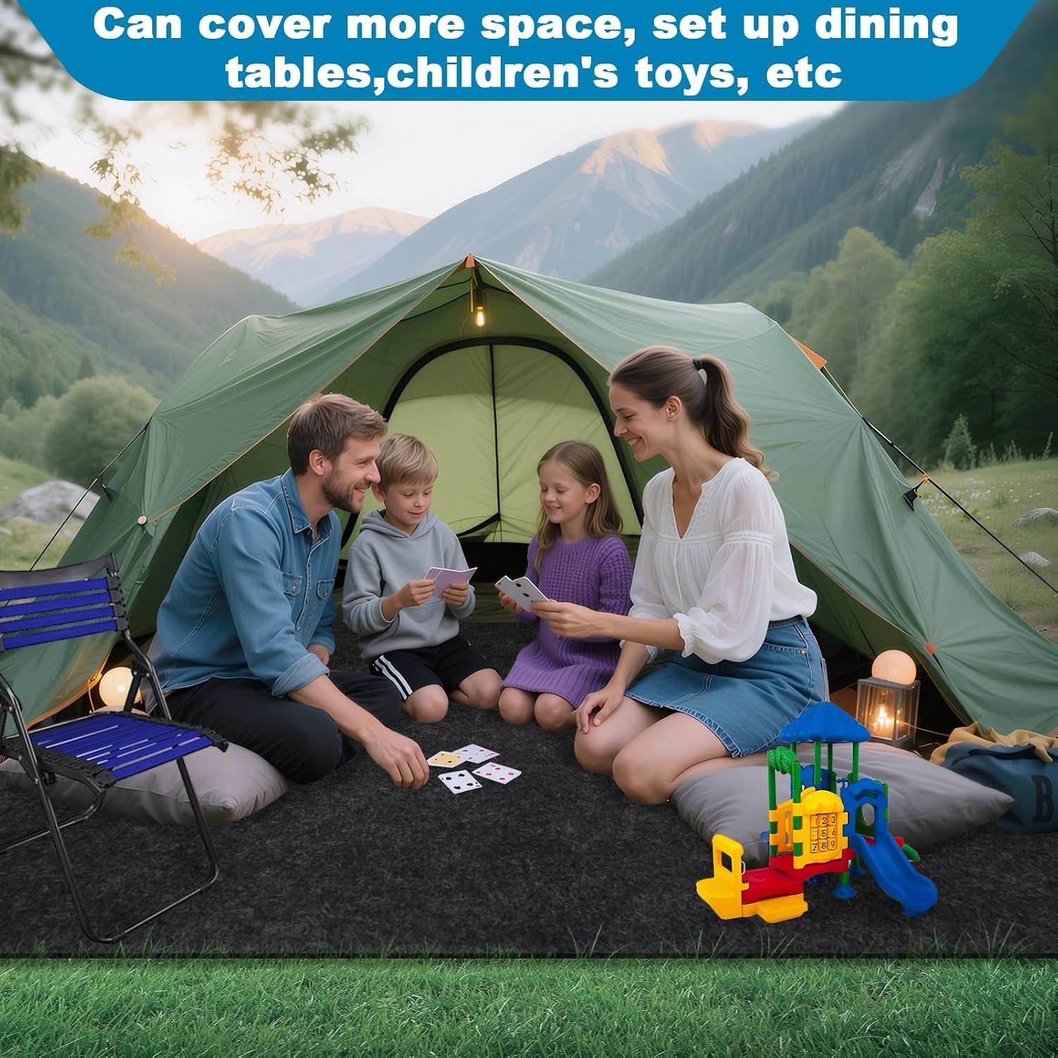Camping Tent Carpet Mat Waterproof and Non-Slip Camping Floor Rug Tent Floor Blanket for Camping Hiking Lawn Picnic Supplies (6.2 × 6.2 Ft)