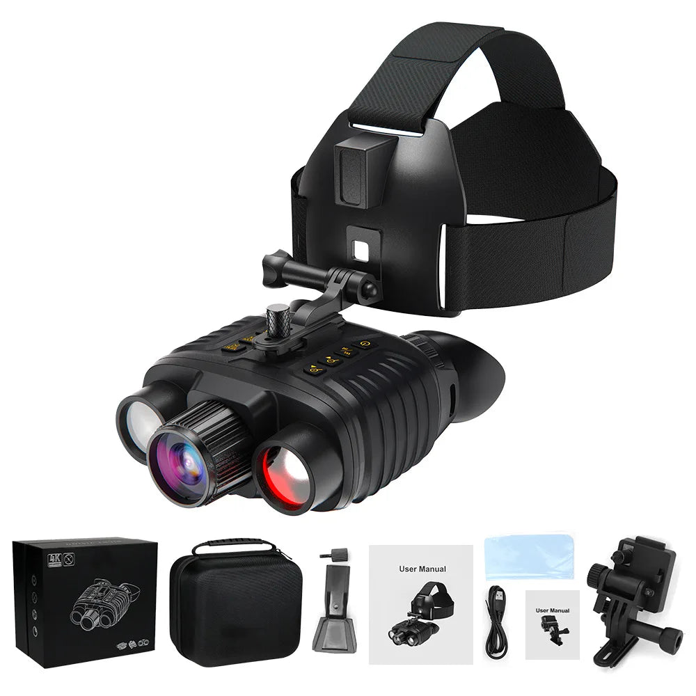 Upgraded Hunting Night Vision Goggles, Head-Mounted Night Vision Binoculars, 8X Digital Zoom, Built-In Compass, Key Backlight